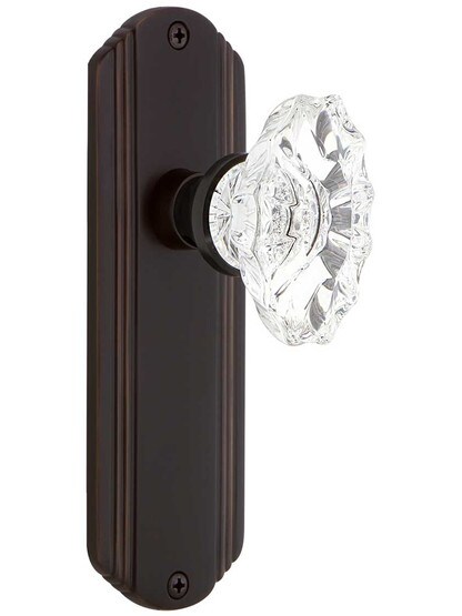 Streamline Deco Door Set with Chateau Crystal Glass Knobs in Timeless Bronze.